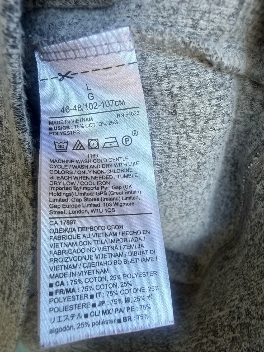 Banana Republic Men’s Large Shawl Collar Sweatshirt Gray Heather Fleece Pullover